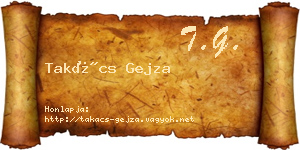 Takács Gejza névjegykártya